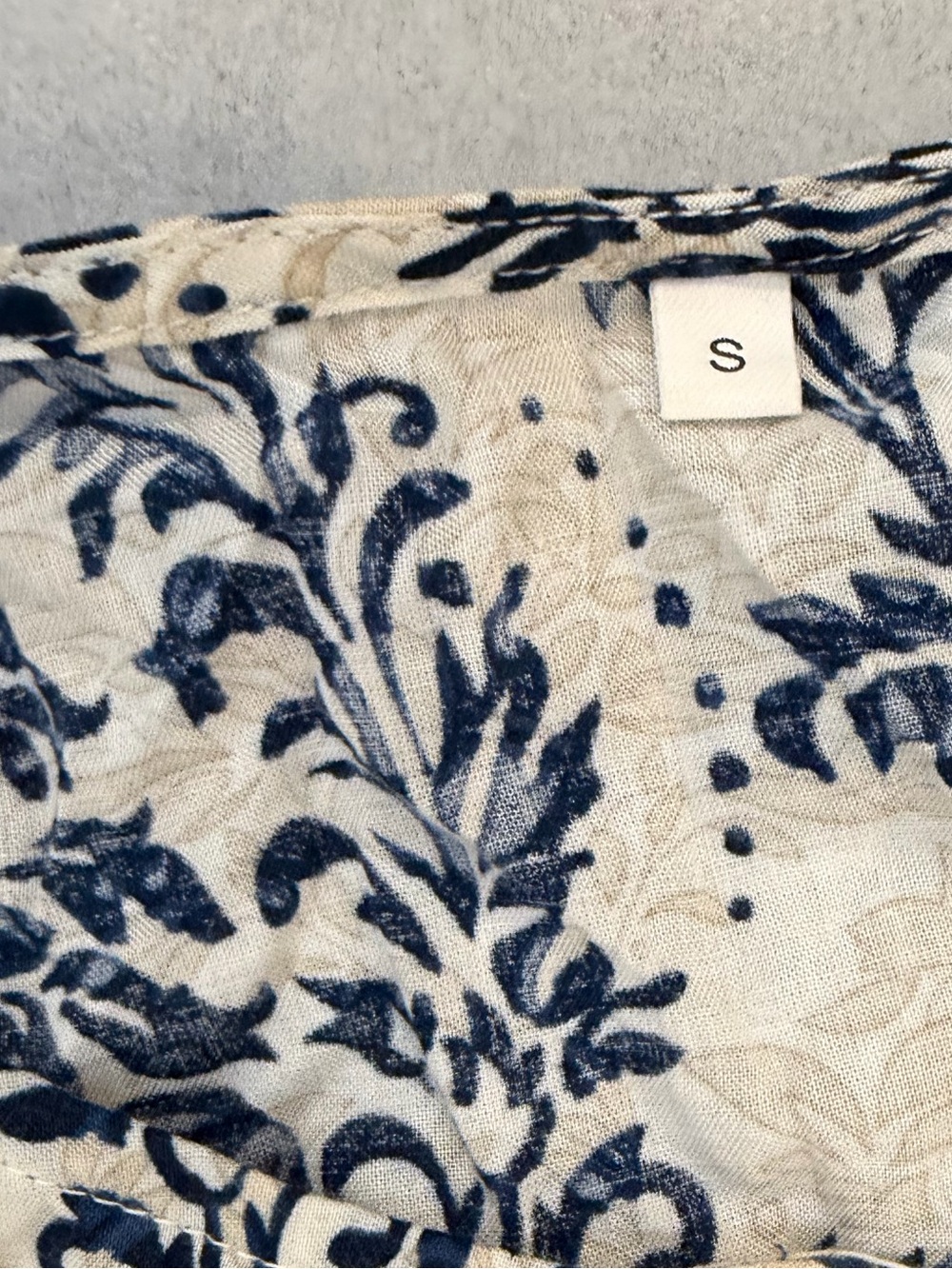 NWOT Boho Blue & Ivory Floral Print Tiered Midi Dress - Picture 3 of 4